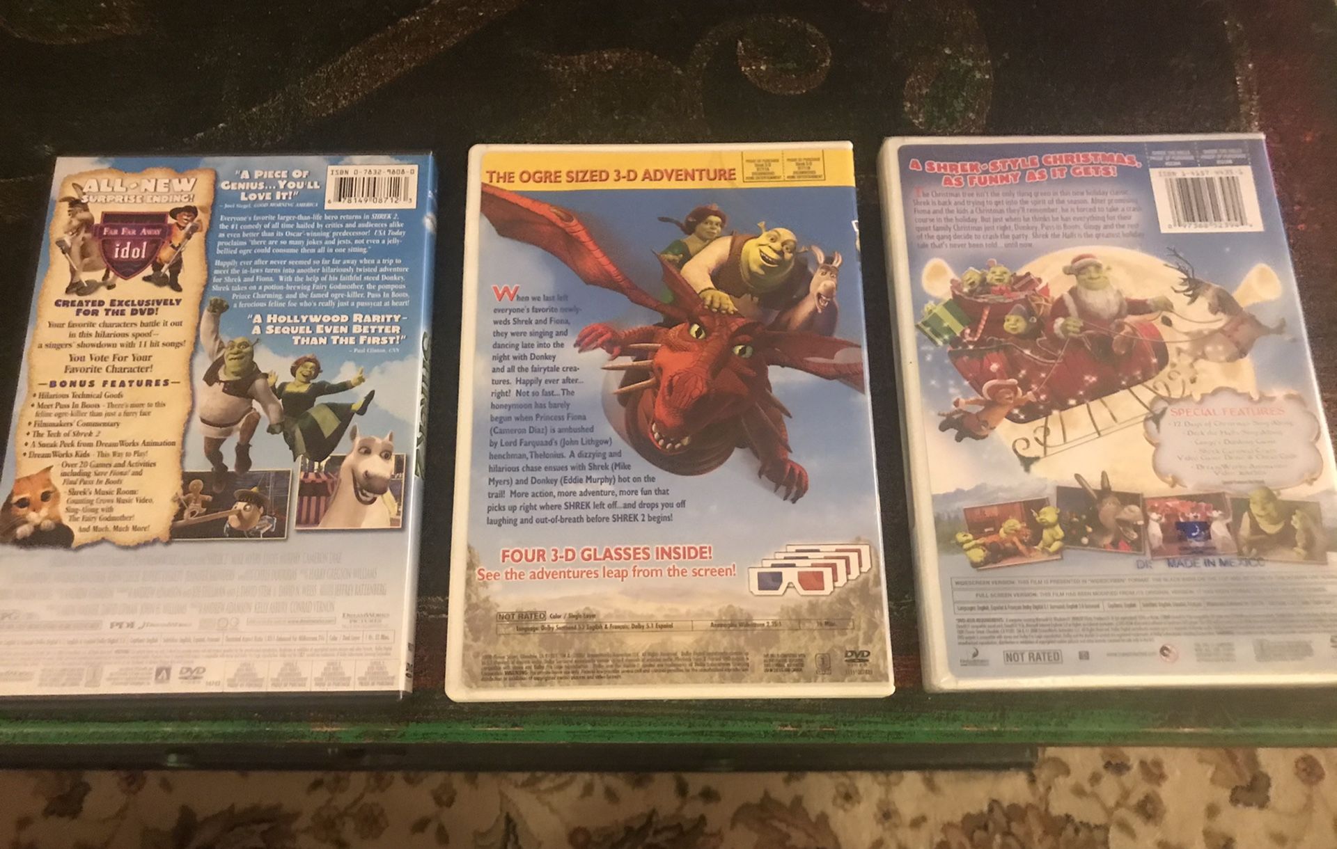 Shrek the Halls, Shrek 3D, Shrek 2 DVDs