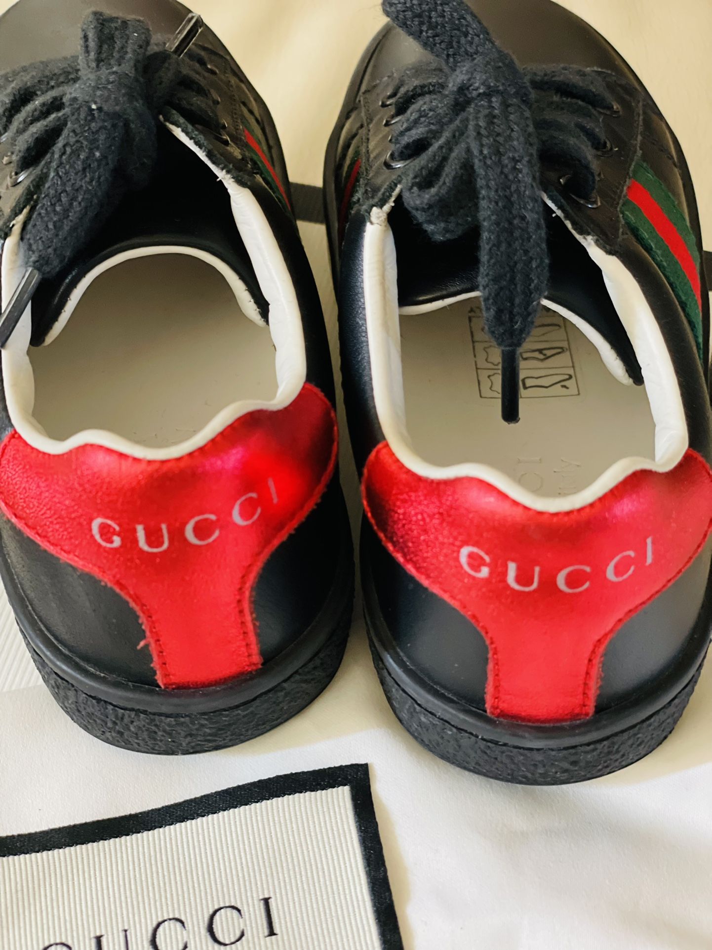 Gucci Kids Web-detailed leather sneakers Size 23