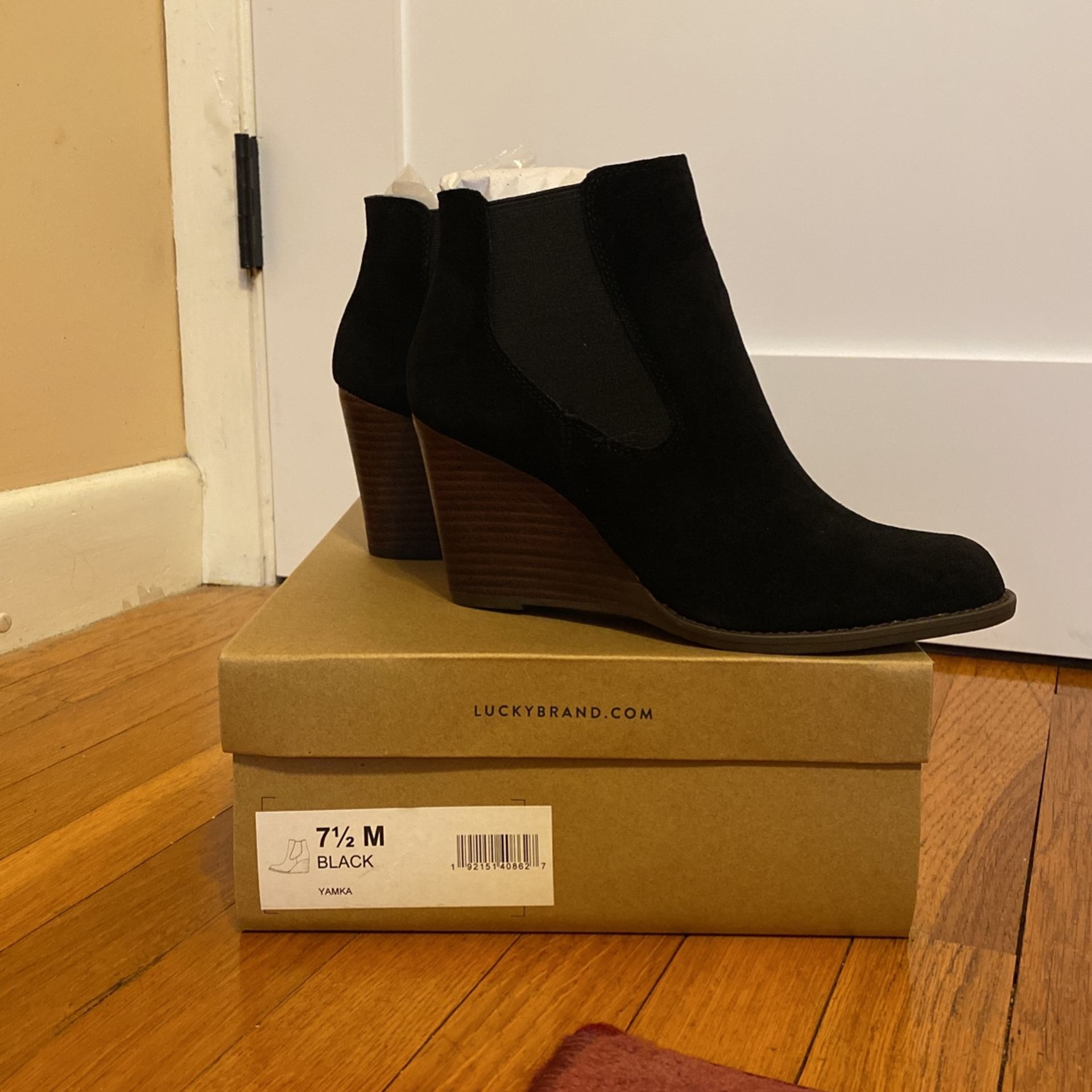Black Lucky Brand Wedge Booties