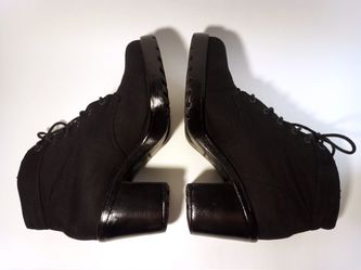 Black Denim Block Heel Lace Up Boots VEGABOND Sz 8 Thumbnail