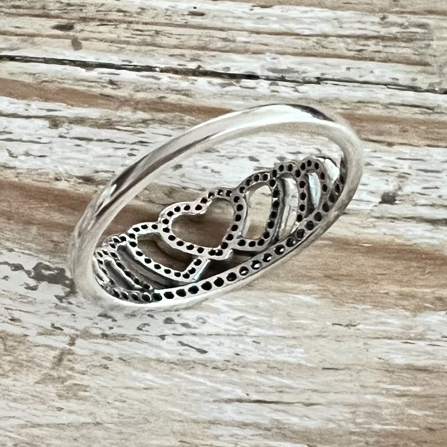 PANDORA Sterling Silver HEARTS TIARA Ring Size 60 9