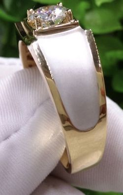 New male female ring size 6 marked S925 18k gold over silver With Diamond Thumbnail