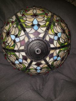 Vintage Tiffany style stained glass lamp shade Thumbnail