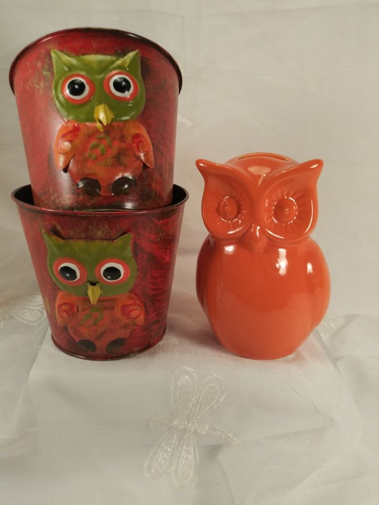 Owl Decor Bucket Bank