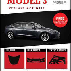 Tesla Model 3 Full Front End Pre Cut 3M Pro Series Paint Protection Film Clear Bra Kit Thumbnail