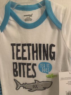 Newborn teething bites Pant Set 0/3 months in white and blue Thumbnail