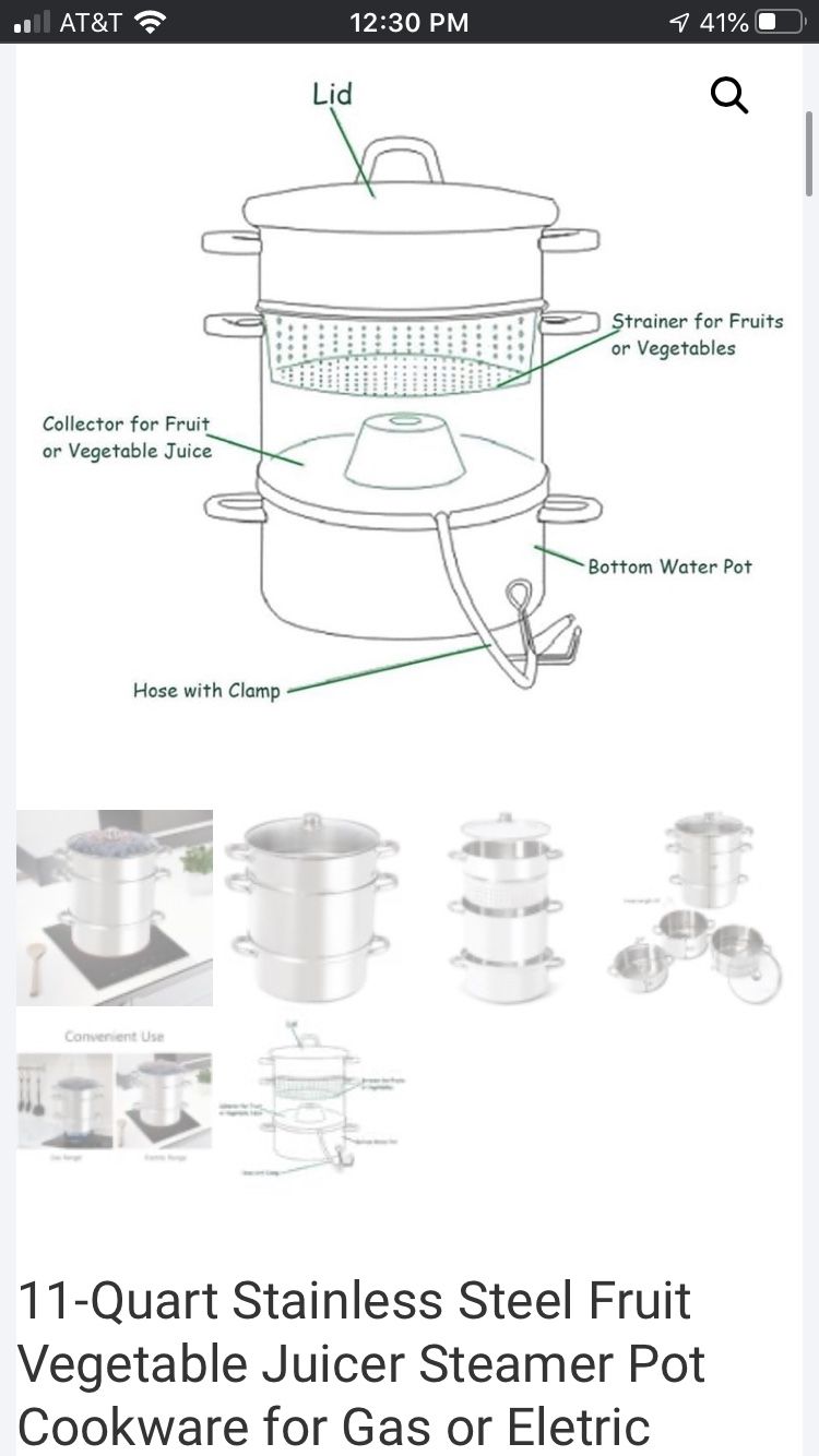 11-Quart Stainless Steel Fruit Vegetable Juicer Steamer Pot Cookware for Gas or Eletric Range