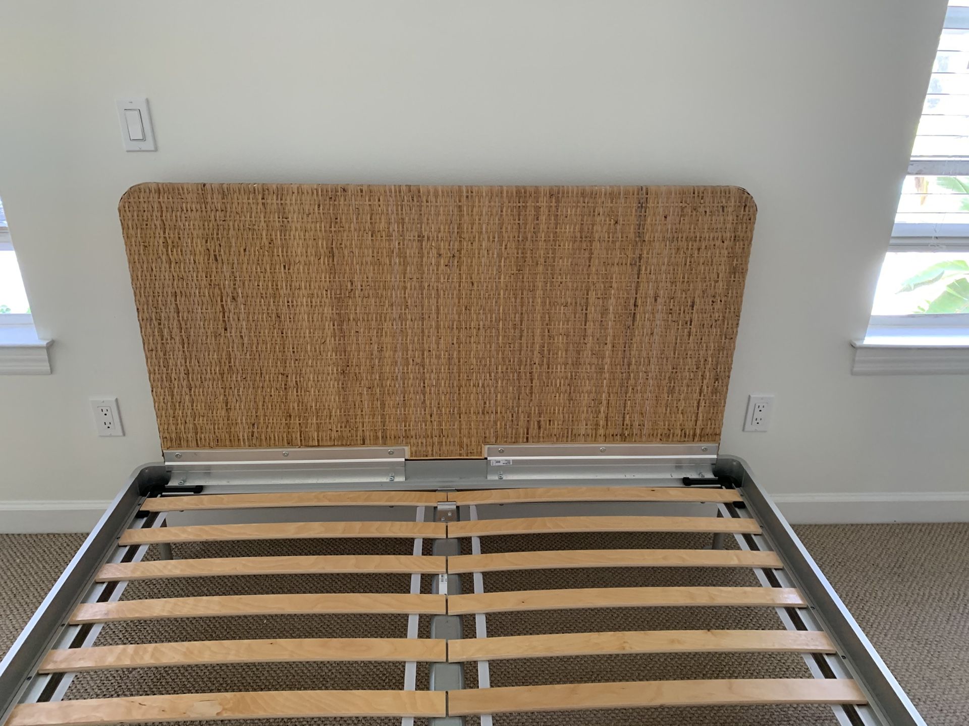 IKEA DELAKTIG Queen Bed frame with headboard, aluminum, rattan for Sale