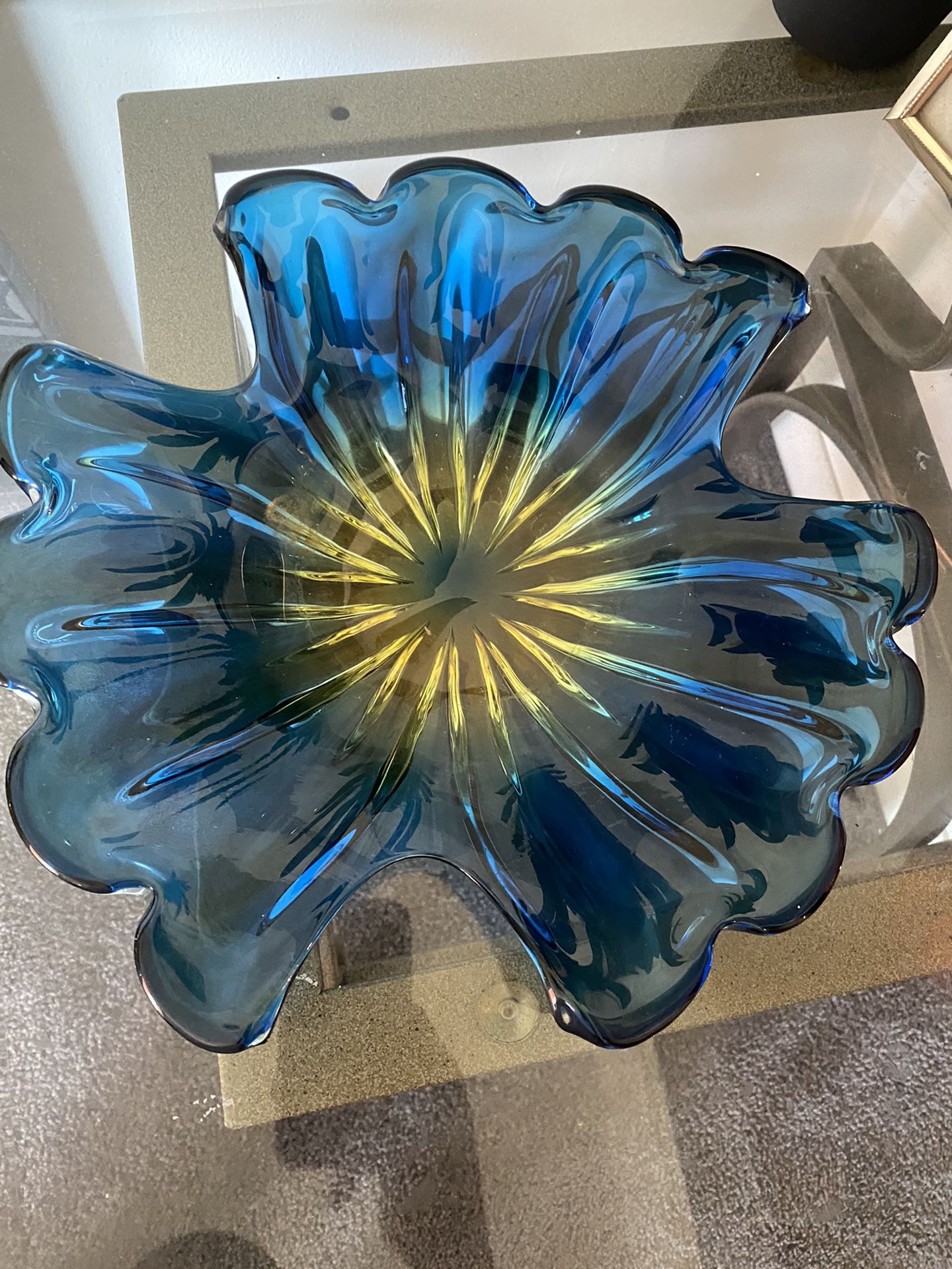 Gorgeous Vintage Italian MURANO Glass Free Form SOMMERSO BOWL Cobalt Blue/Purple