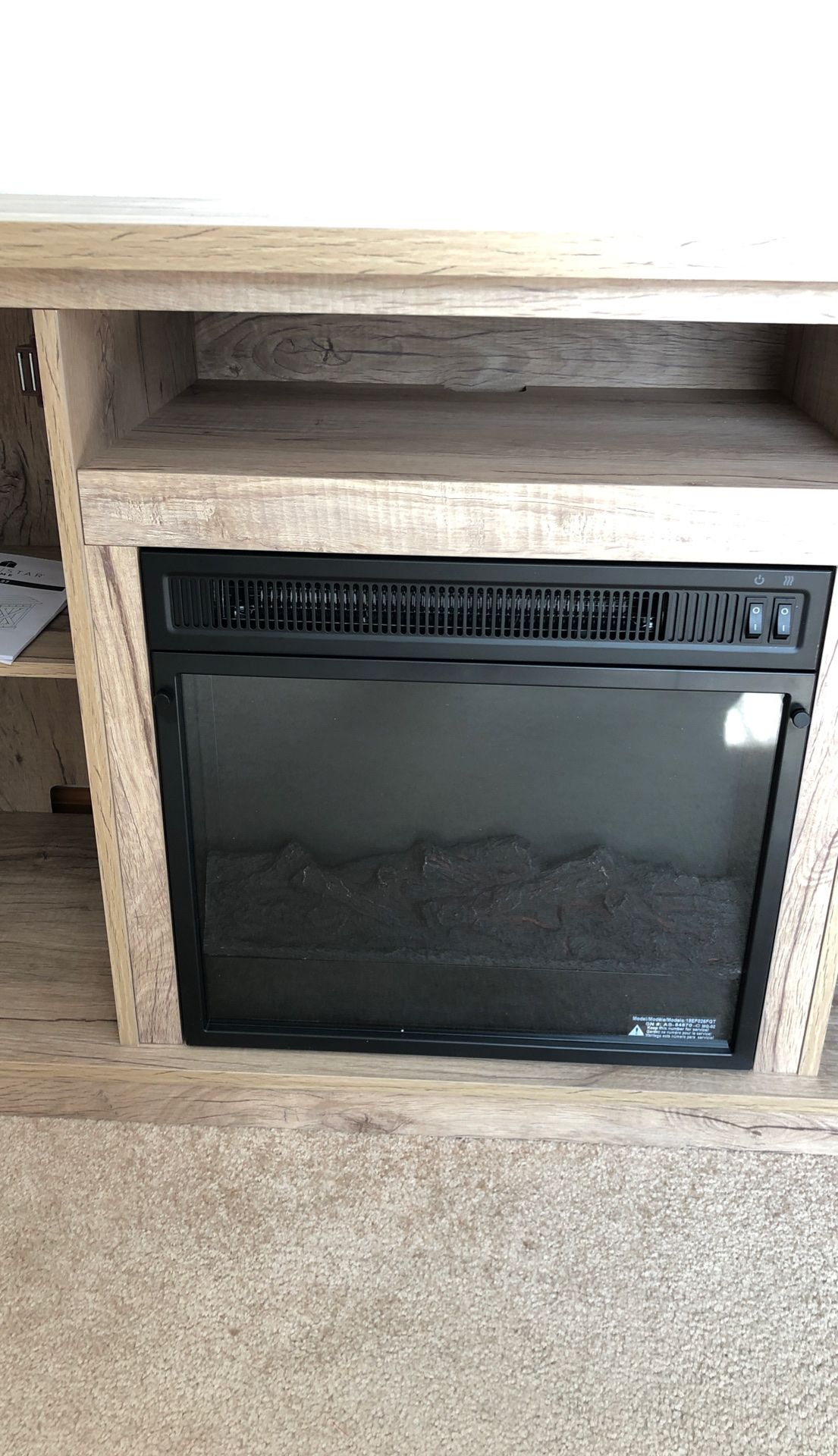 BRAND NEW TV stand with electric fire place Ashland pine color