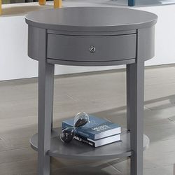 Brand New Grey Wood Side Table (New In Box)  Thumbnail