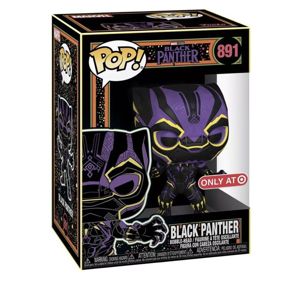 Black Light Black Panther Funko Pop Boxset Large T-shirt *MINT SEALED* Target Exclusive Marvel Avengers 891 with protector