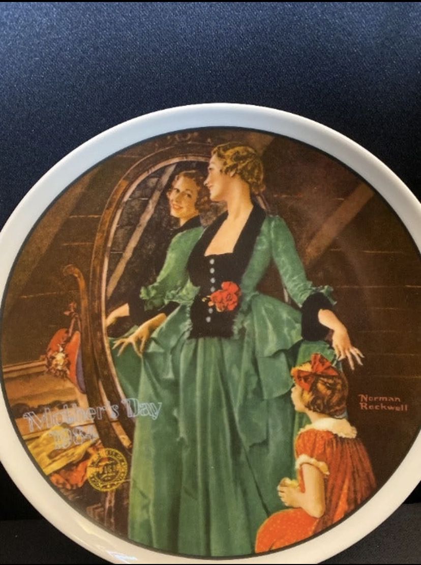 "1984 Grandma's Courting Dress" Mother's Day Series Norman Rockwell Plate