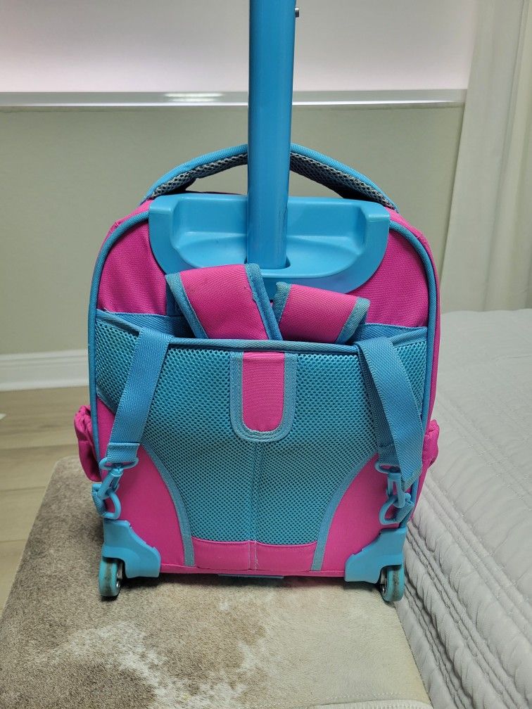 Rolling Backpack Pink And Turquoise Sequins