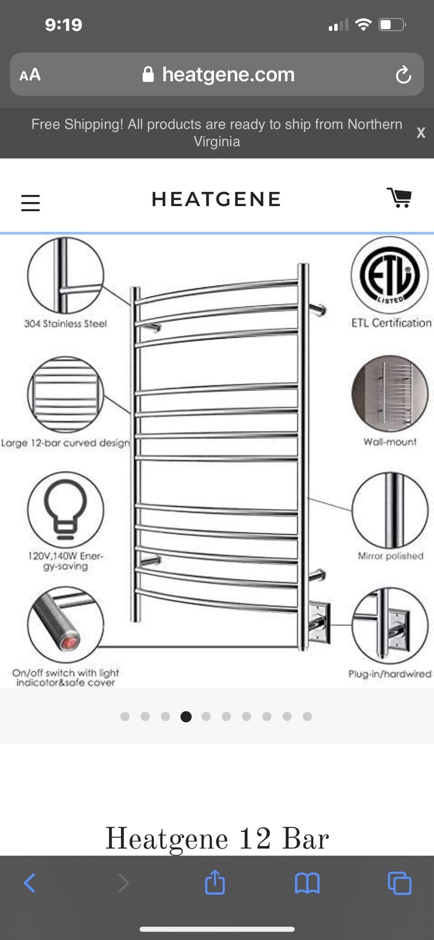 Heat Gene Brushed Polish Nickel HG-441 Towel Warmer