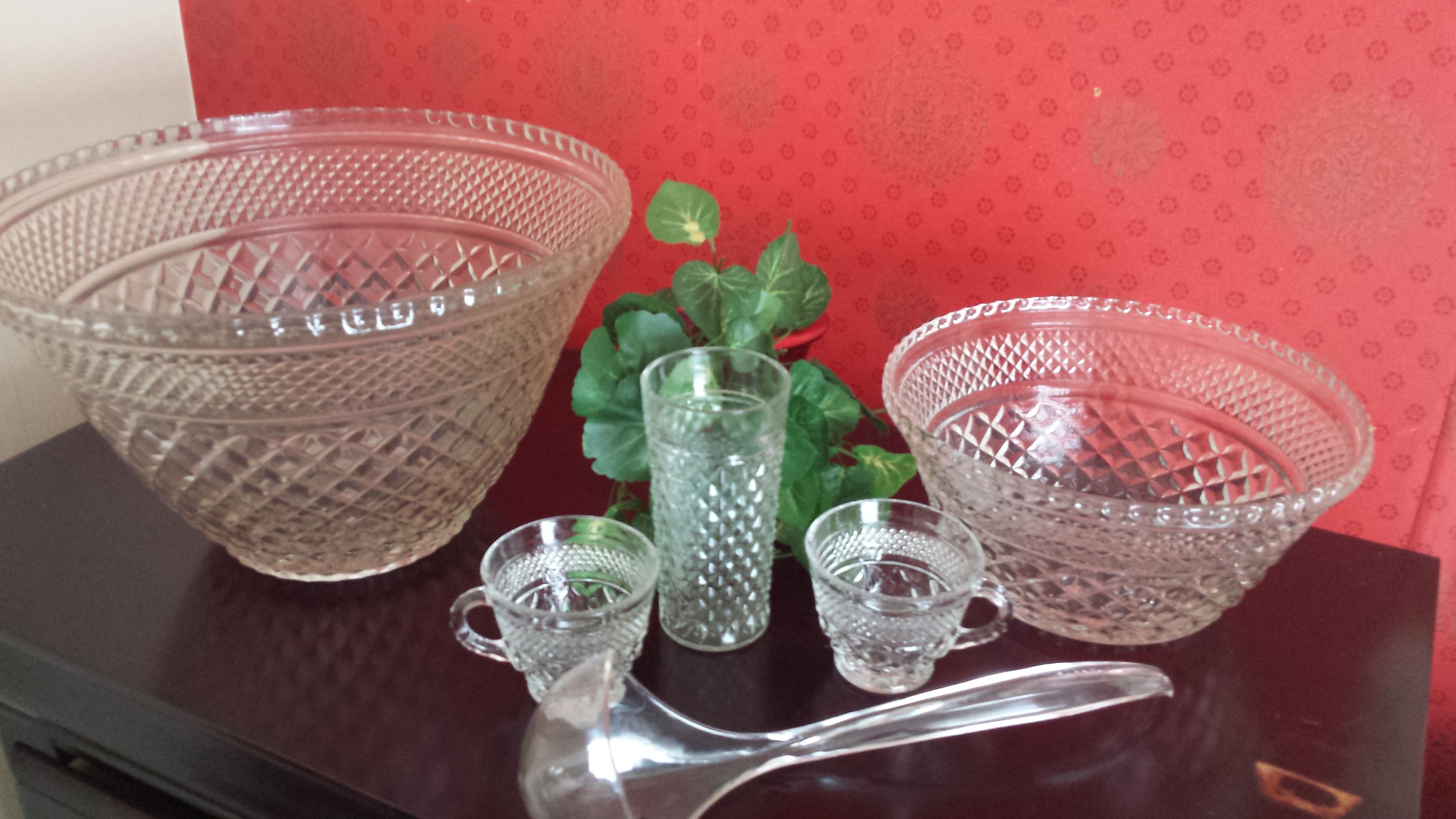 Antique punch bowl/server set