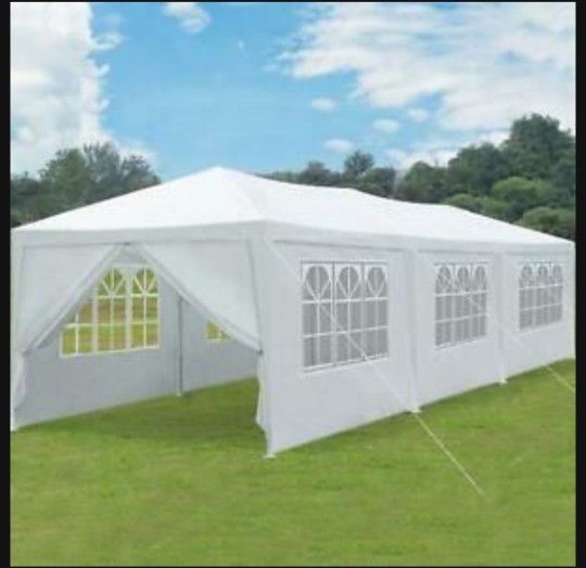 10'x30' White Gazebo Wedding Party Tent Canopy With 6 Windows 2 Sidewalls- 8. For Sale