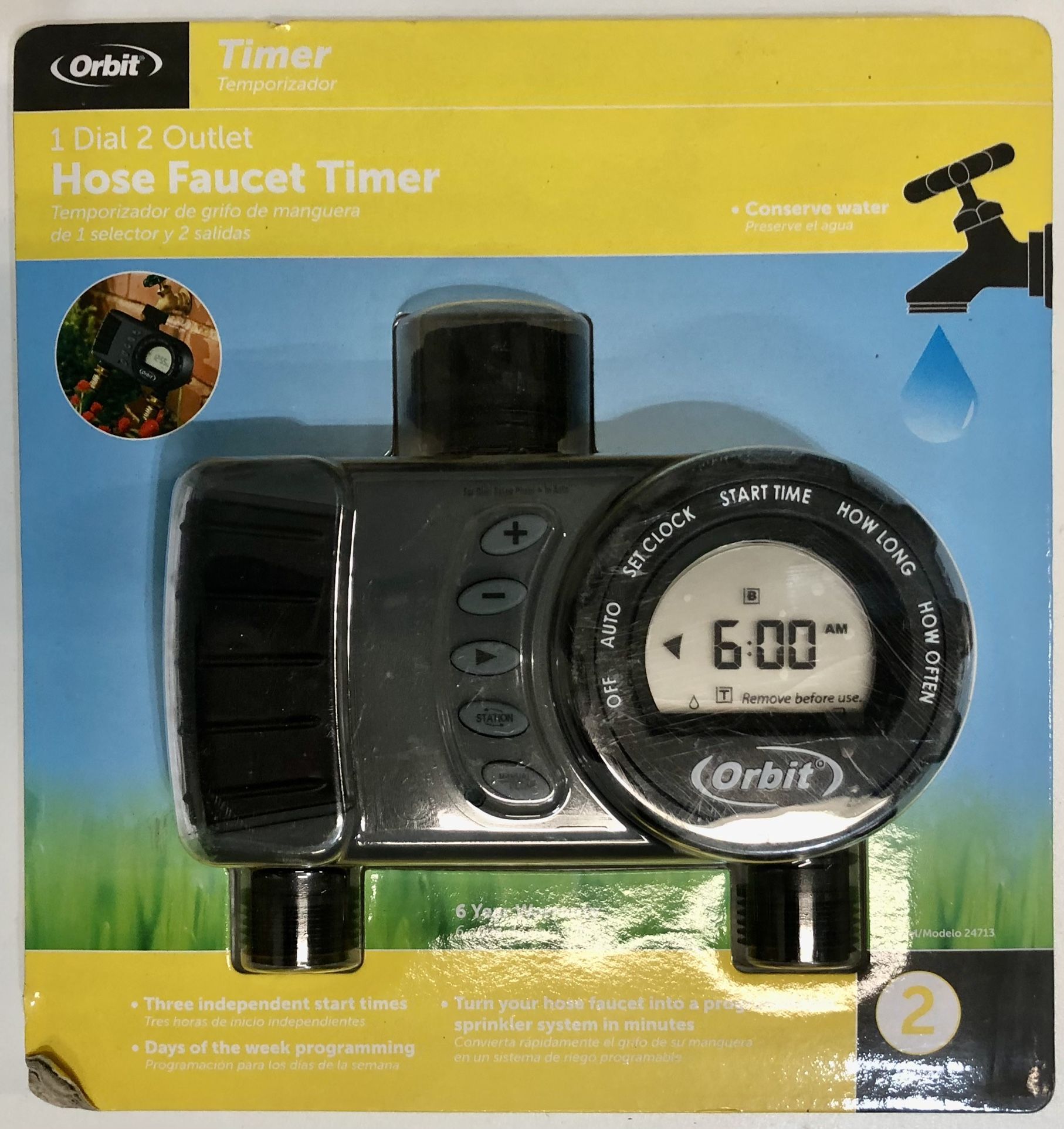 Orbit 2 output port digital hose end timer, model - 24713