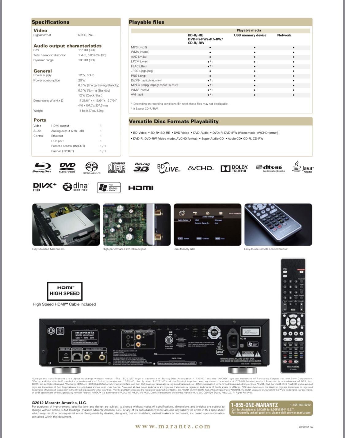 Marantz SR7007 7.2 Channel Receiver and Marantz UD5007 Blu-Ray Player
