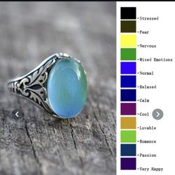 Antique silver colored mood mood ring size 4 Thumbnail