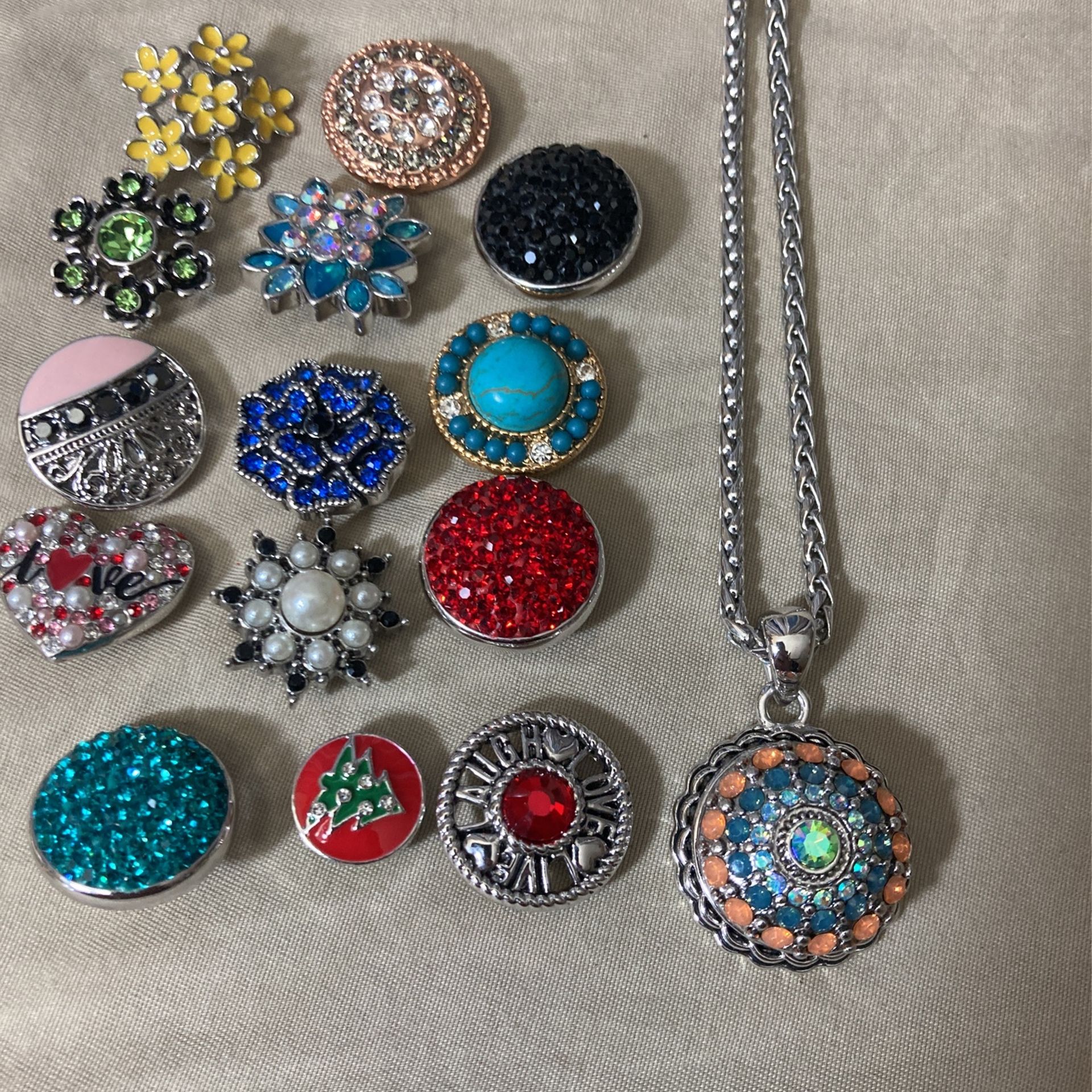 Rhinestones Button Jewelry Necklaces & Ring (20 PCs)
