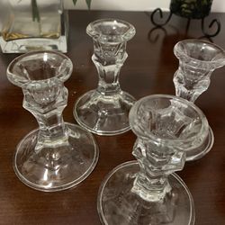 4 Tapered Glass Candles Holders Thumbnail