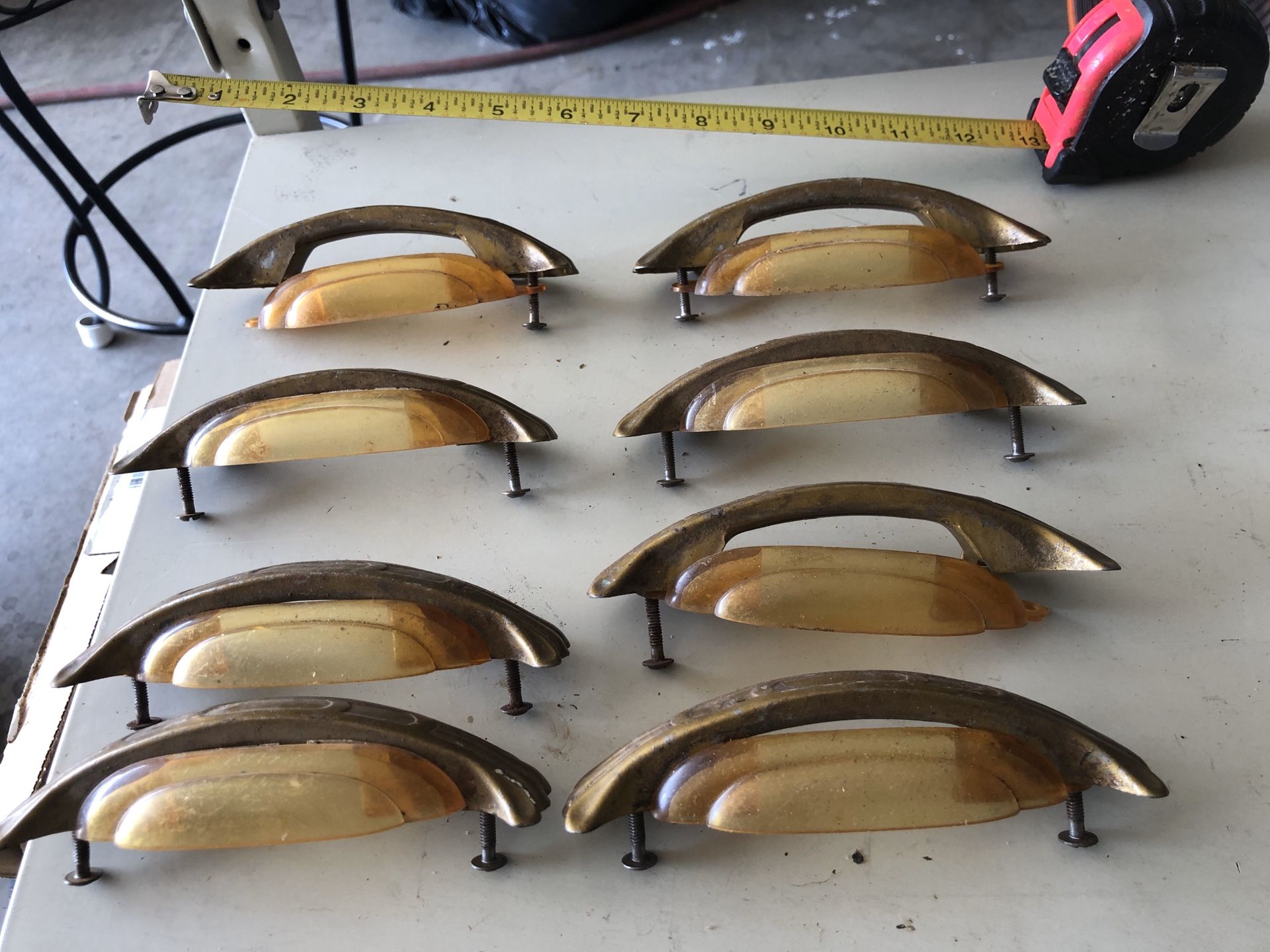 Antique Waterfall Dresser Brass Bakelite Handles