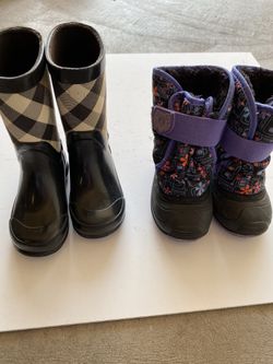 Toddler Girl’s Size 7 Burberry rain boots and size 6 Northside Snow boots Thumbnail