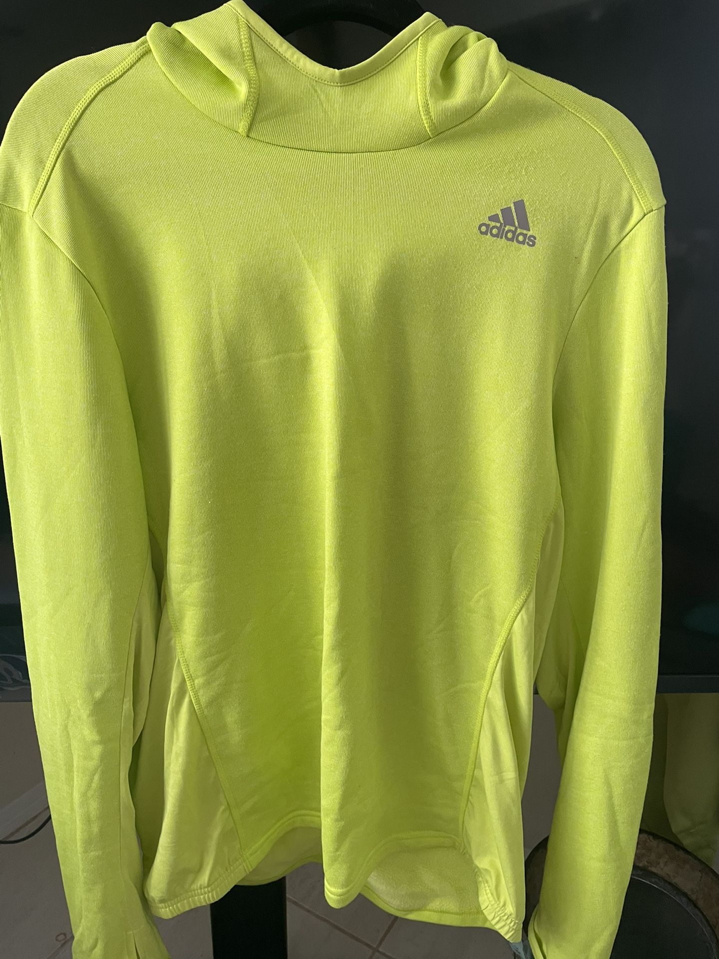 Adidas Neon Yellow/Green Light Weight Sweatshirt Hoodie NWOT