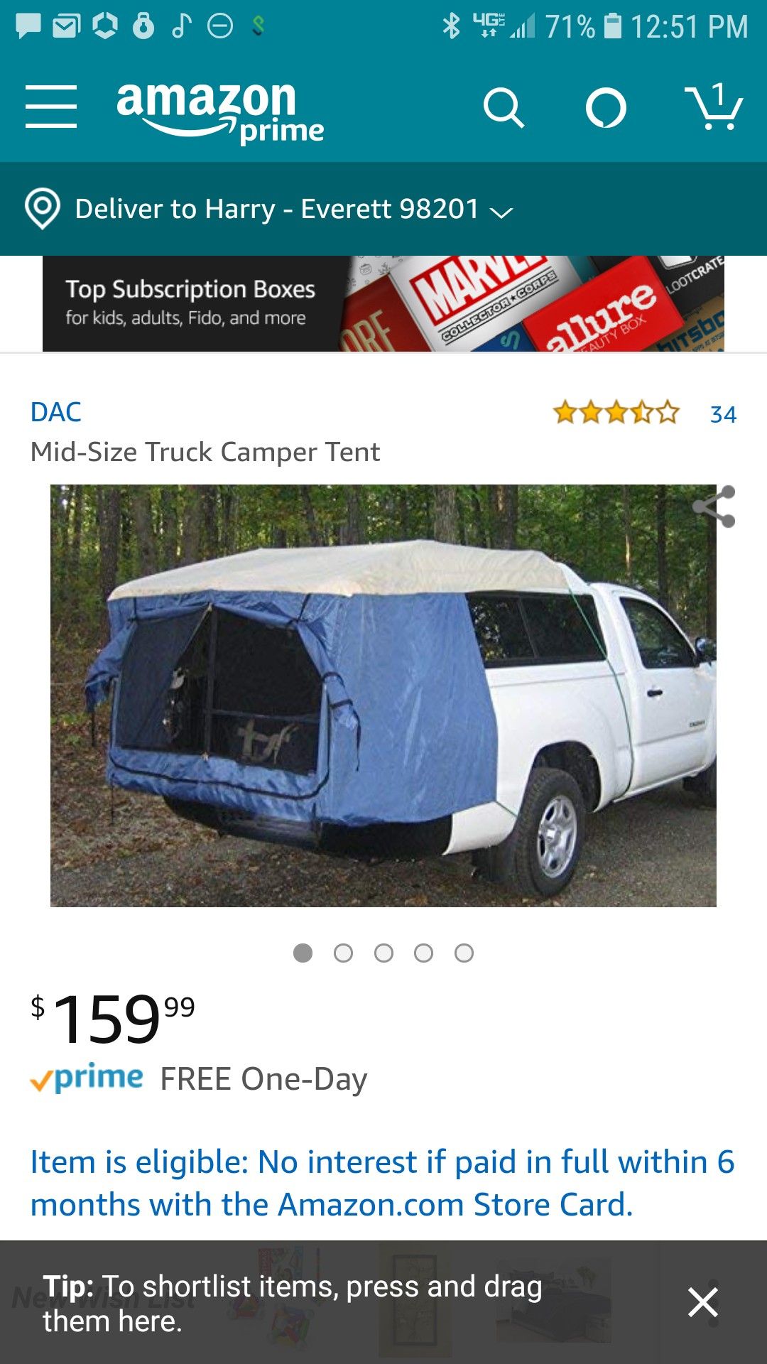DAC truck bed tent- mid size
