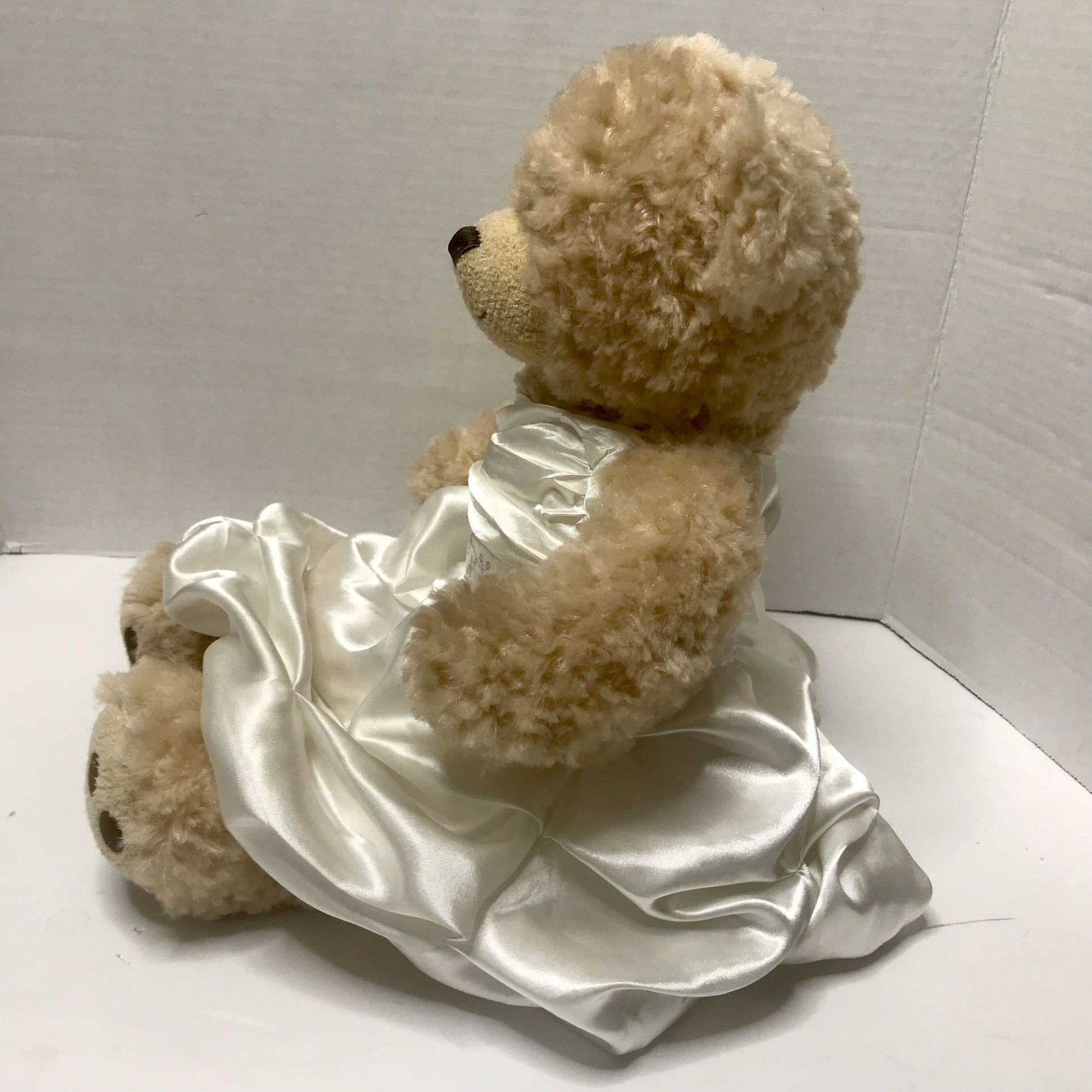 Build-A-Bear Plush with Wedding Dress Satin Flowers Sl