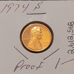 1974 S Proof Lincolon Cent DCAM. Only 2,612,568 Minted. Thumbnail