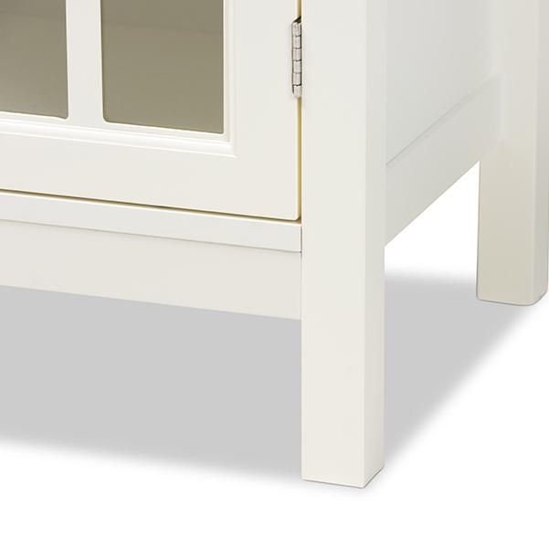 Kendall Classic and Traditional White Finished Wood and Glass Kitchen Storage Cabinet
