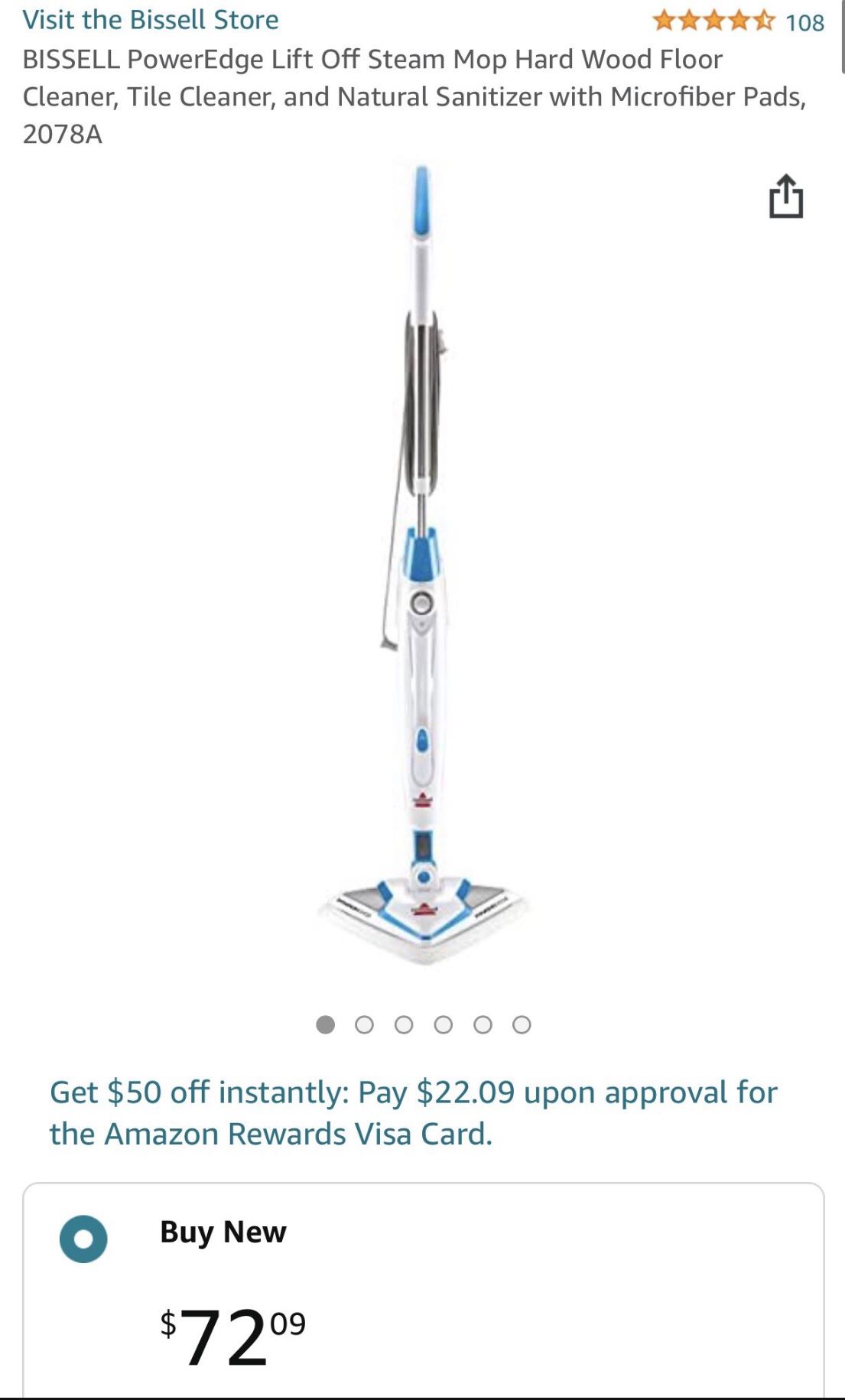 BISSELL PowerEdge Lift Off Steam Mop Hard Wood Floor Cleaner, Tile Cleaner, and Natural Sanitizer