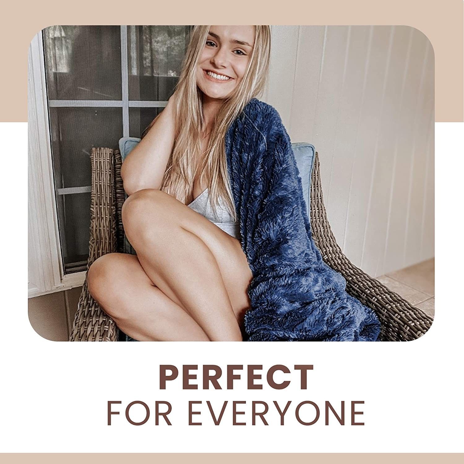 Luxury Faux Fur Throw Blanket - Ultra Soft and Fluffy - Plush Throw Blankets for Couch Bed and Living Room 50x65 (Full Size) Navy Blue