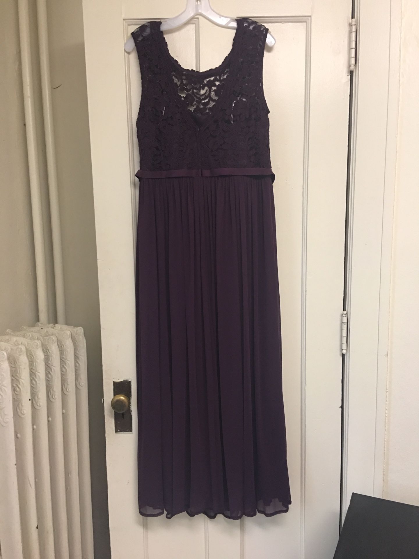 David's Bridal Plum Floor Length Formal Gown