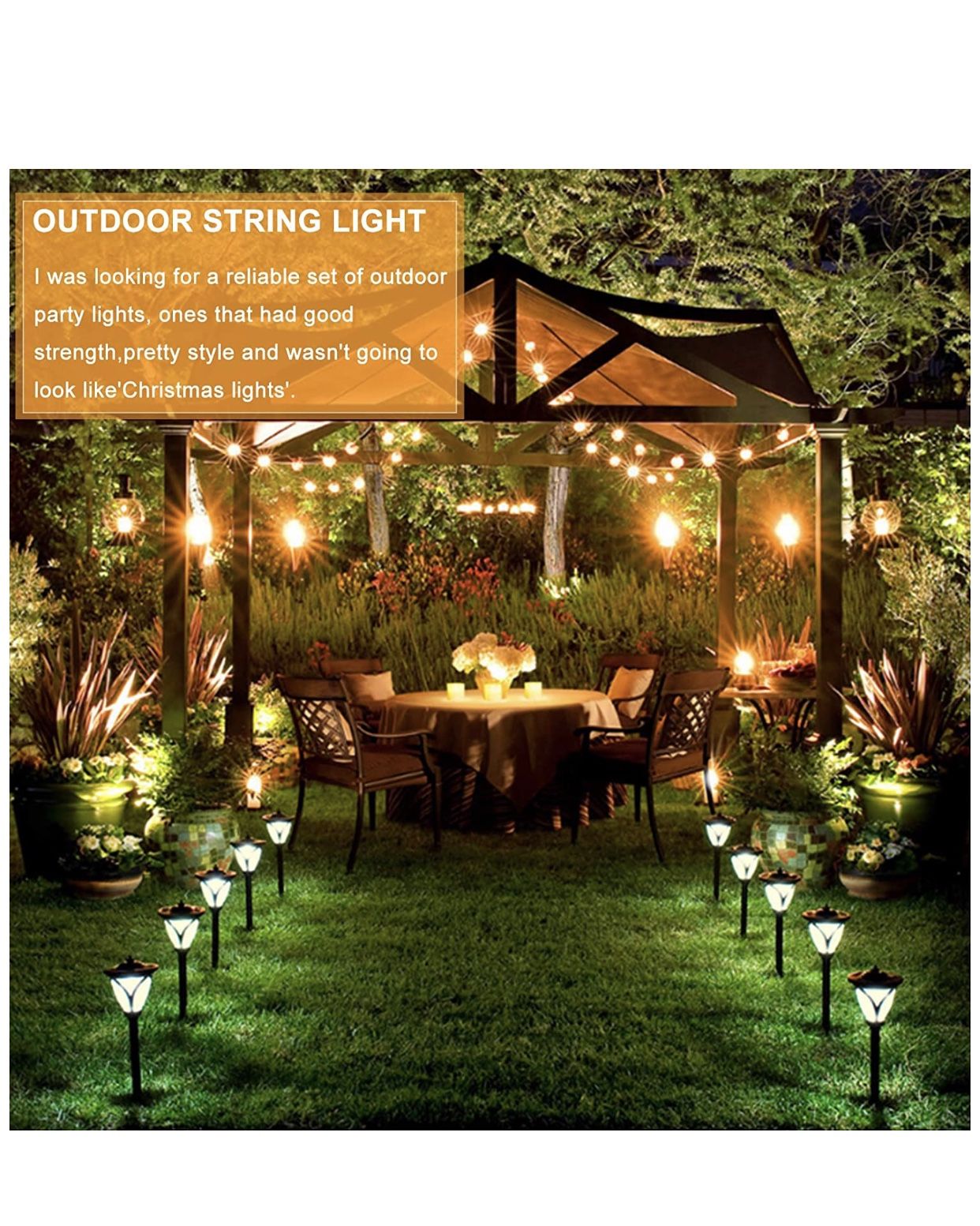 String Lights 25FT with 27 Edison Bulbs with 2 Spare - Outdoor Patio Lights String Led Waterproof UL Listed