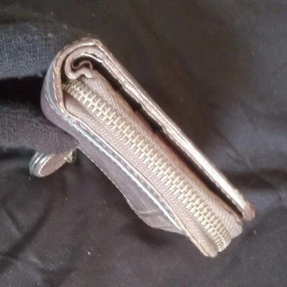 Authentic Vintage chloe metallic zip multiple compartments leather wallet clutch