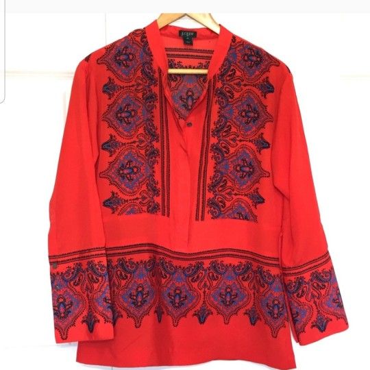 Crew Paisley Dervish Tunic Red Blouse