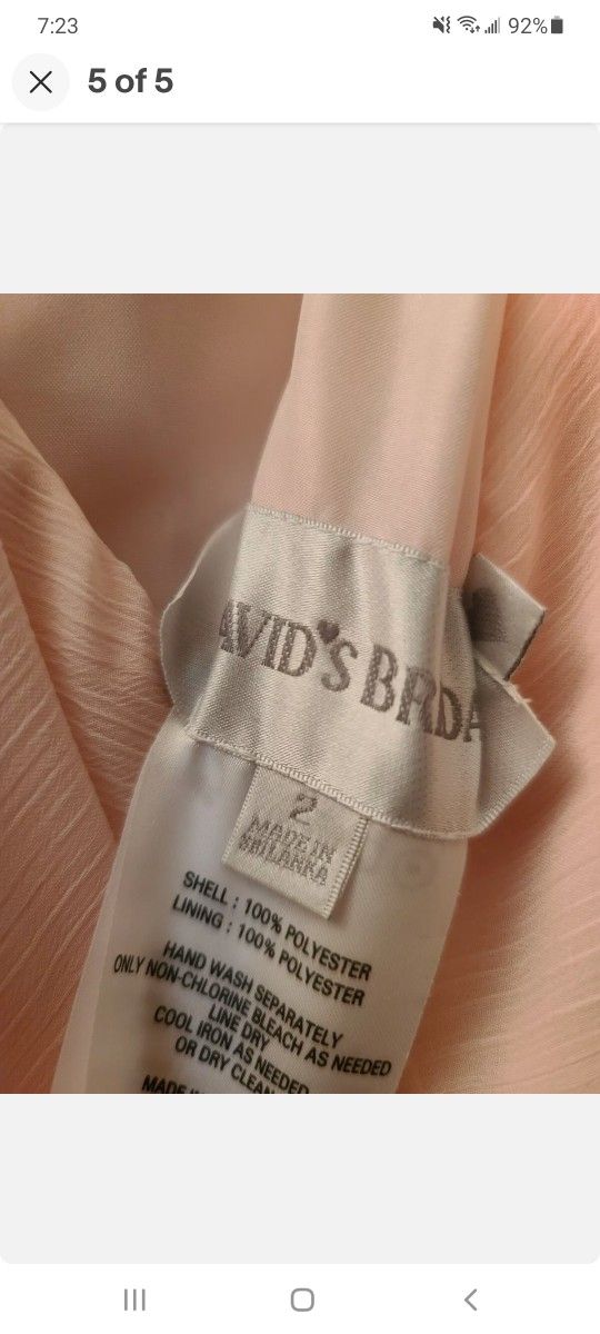 David's Bridal Dress Petal Pink Size 2