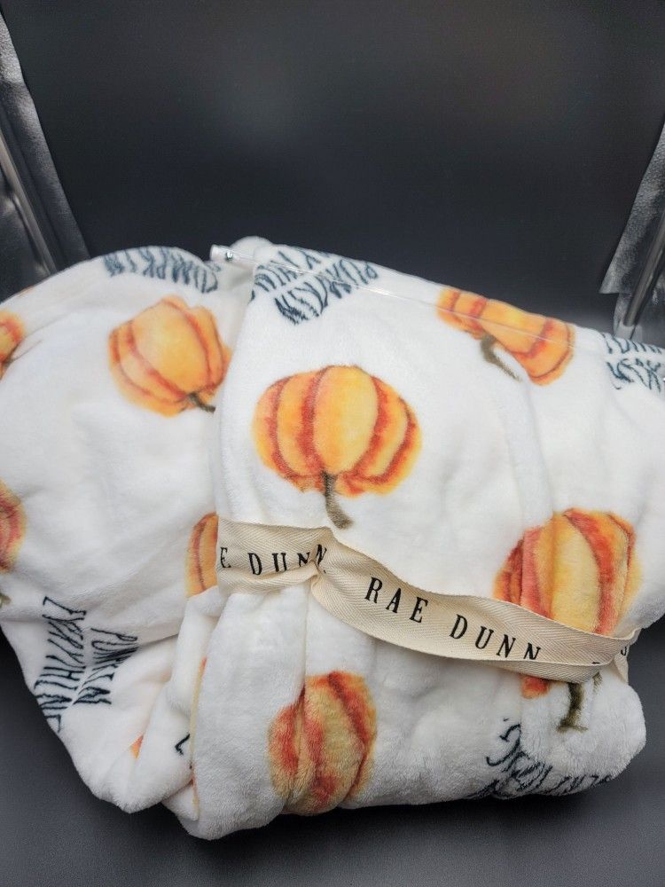 Rae Dunn Throw 50 x 70 Pumpkins Fall Halloween Plush Blanket