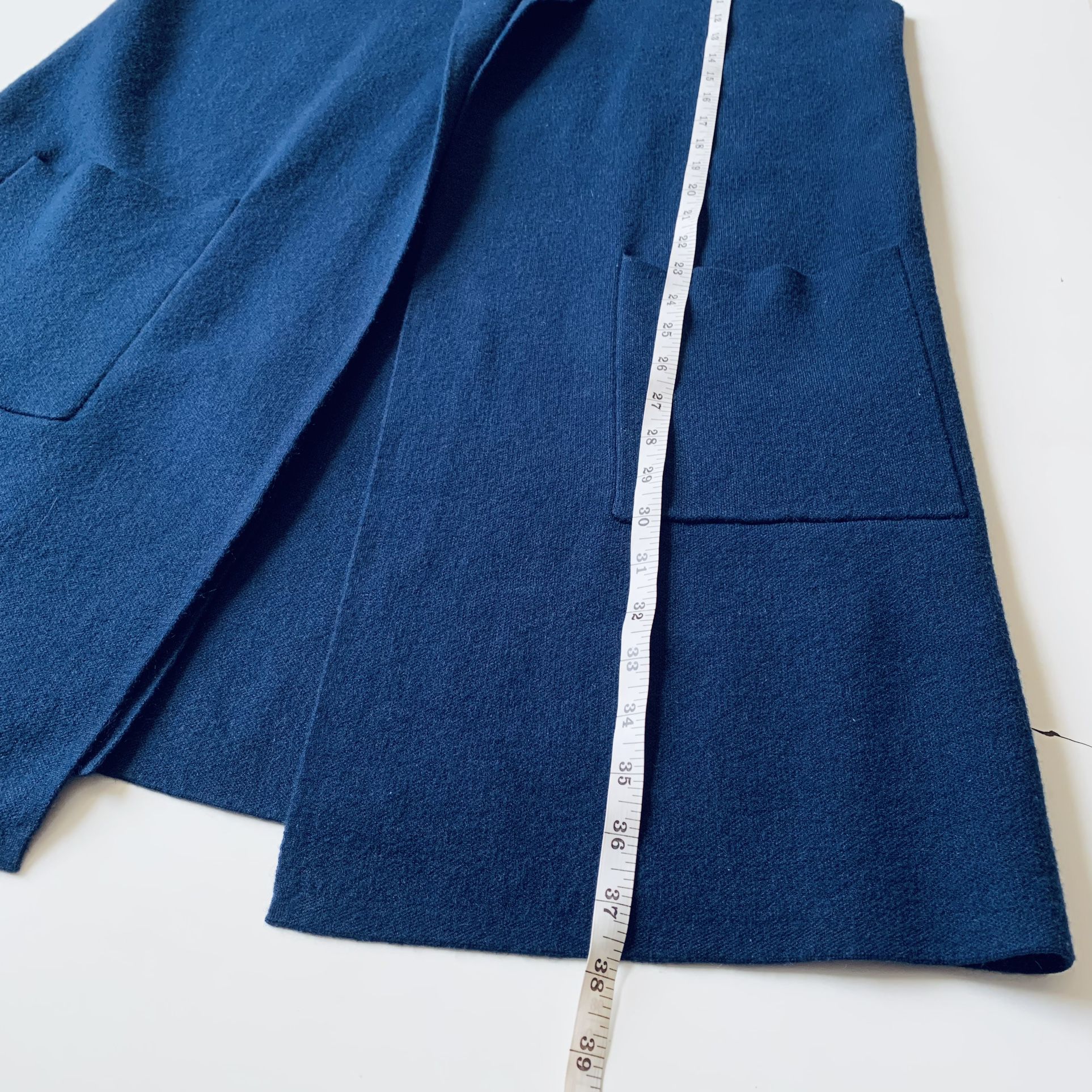 Dark blue long, Knitted, sleeveless cardigan , size L