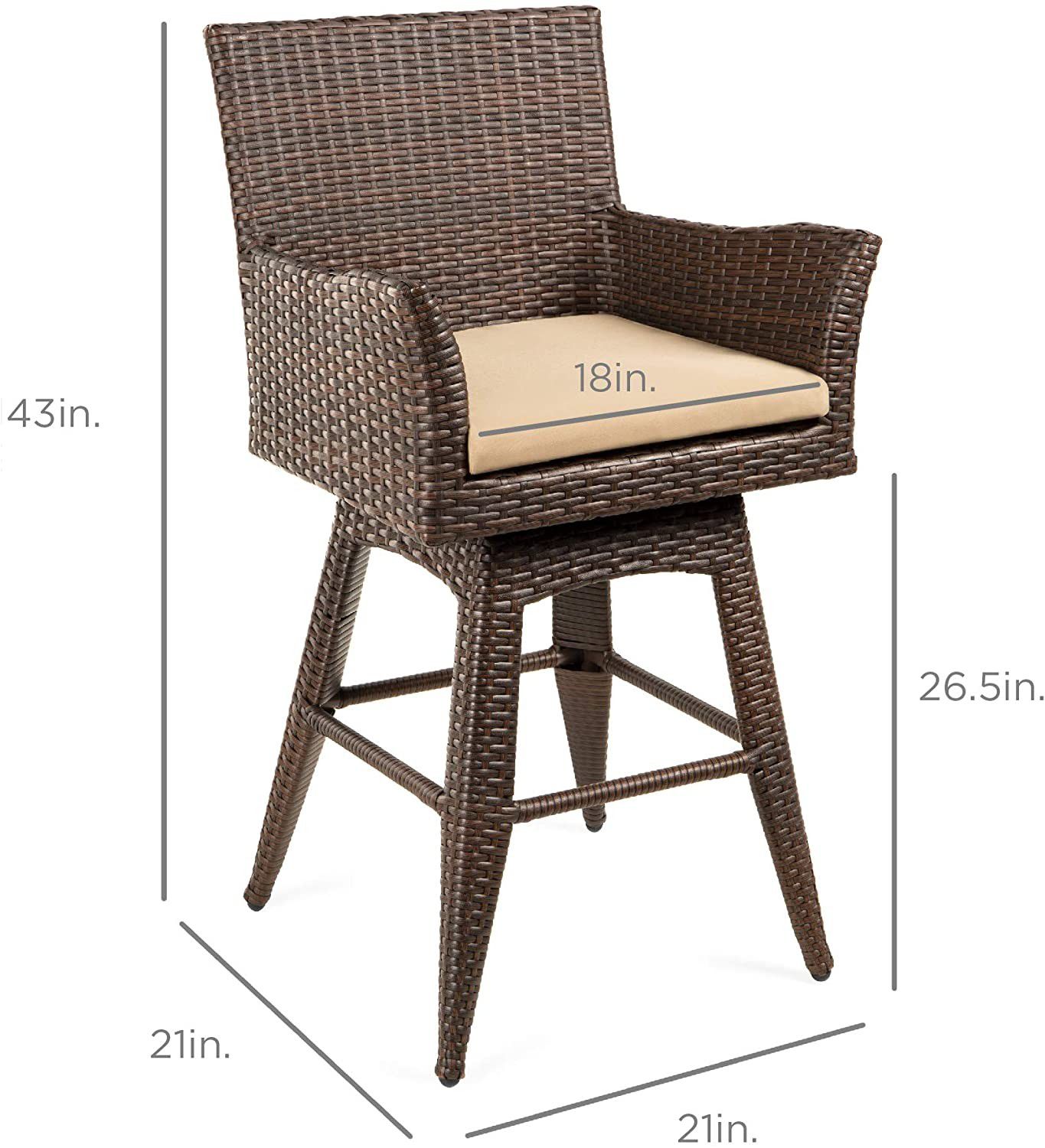 360° Counter-Height Swivel Chair Bar Stool with Plush Cushion