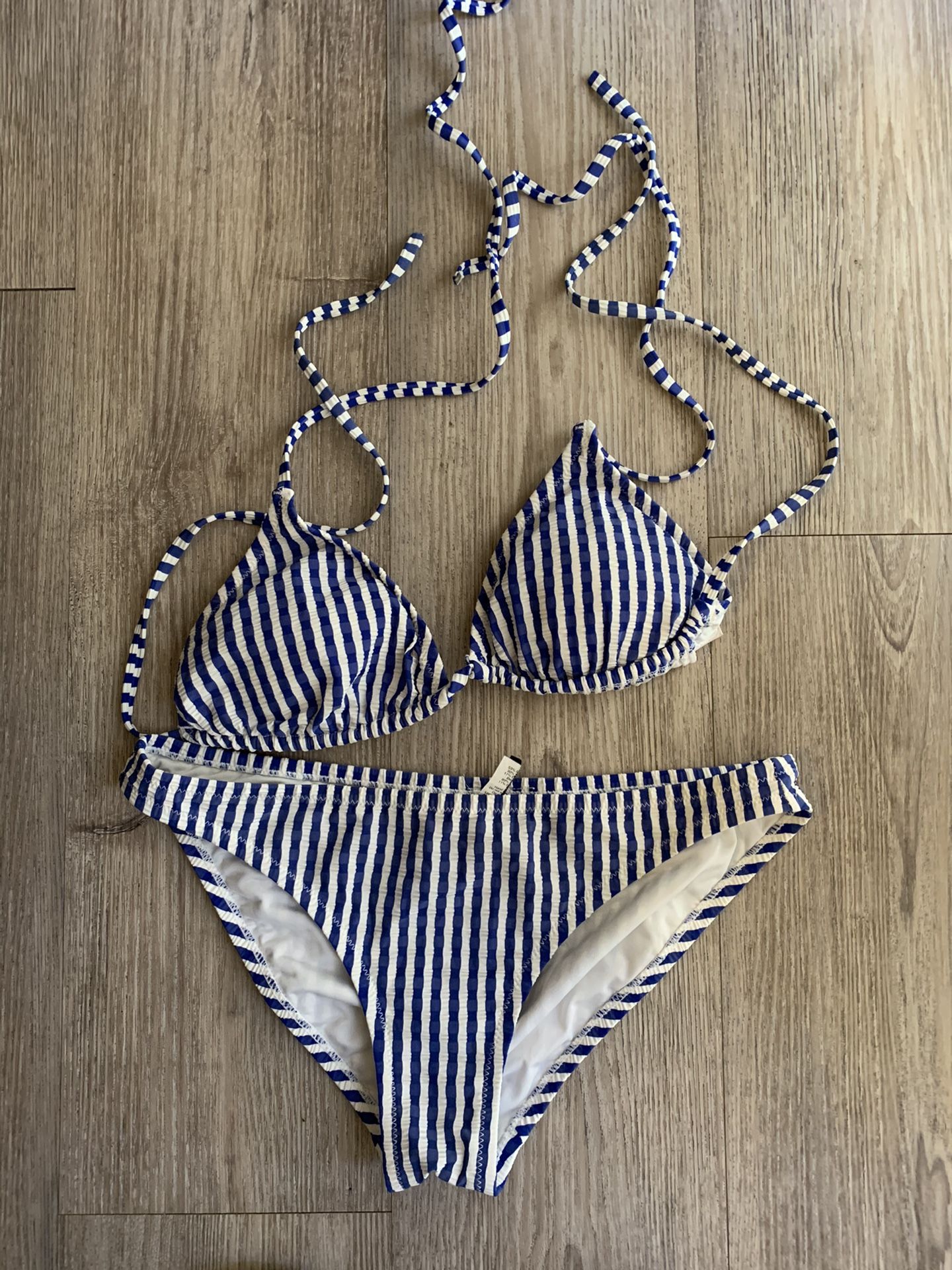 JCrew Blue Stripped Bikini - Size Small
