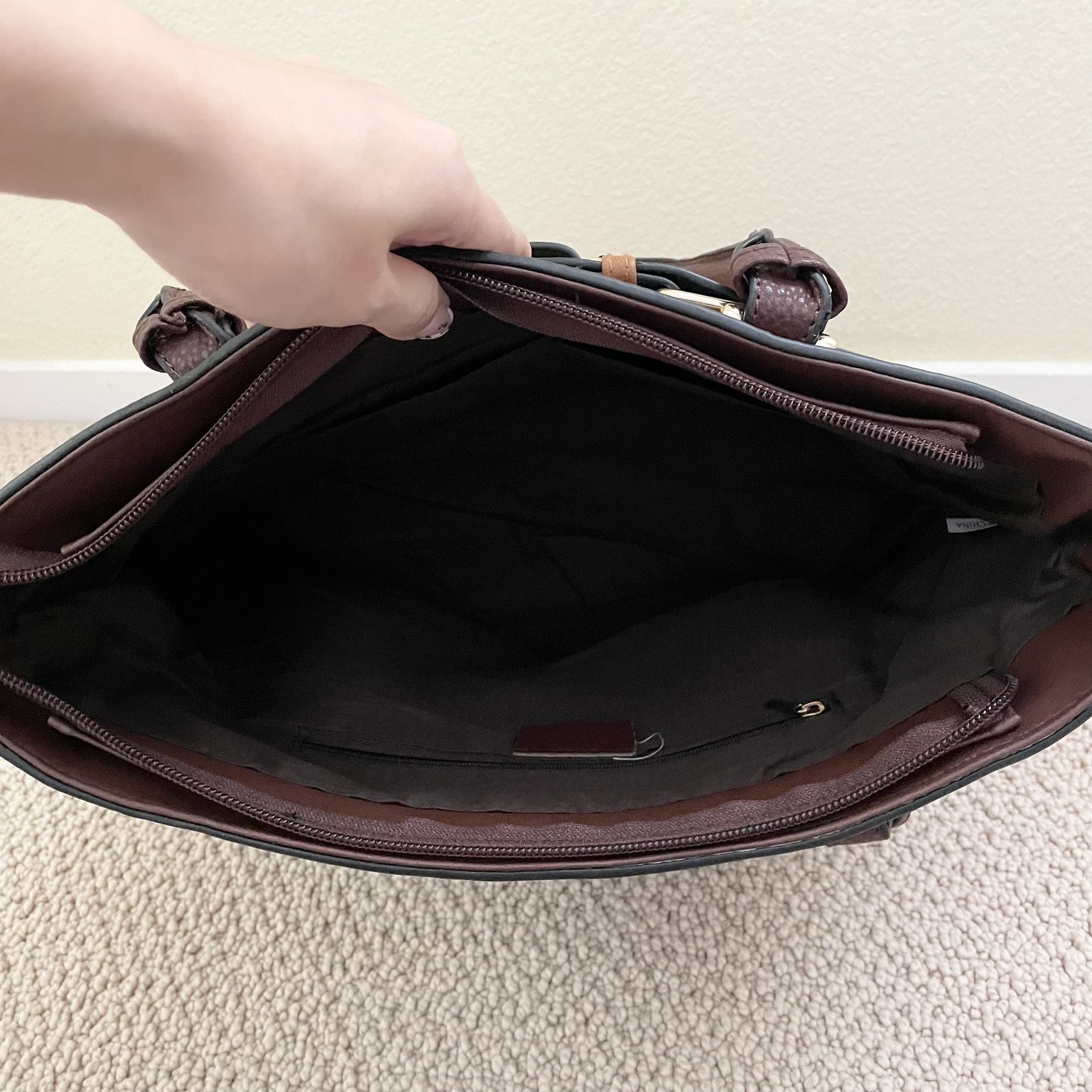 Yellow Brown Belt Design Tote Bag Women’s Purse