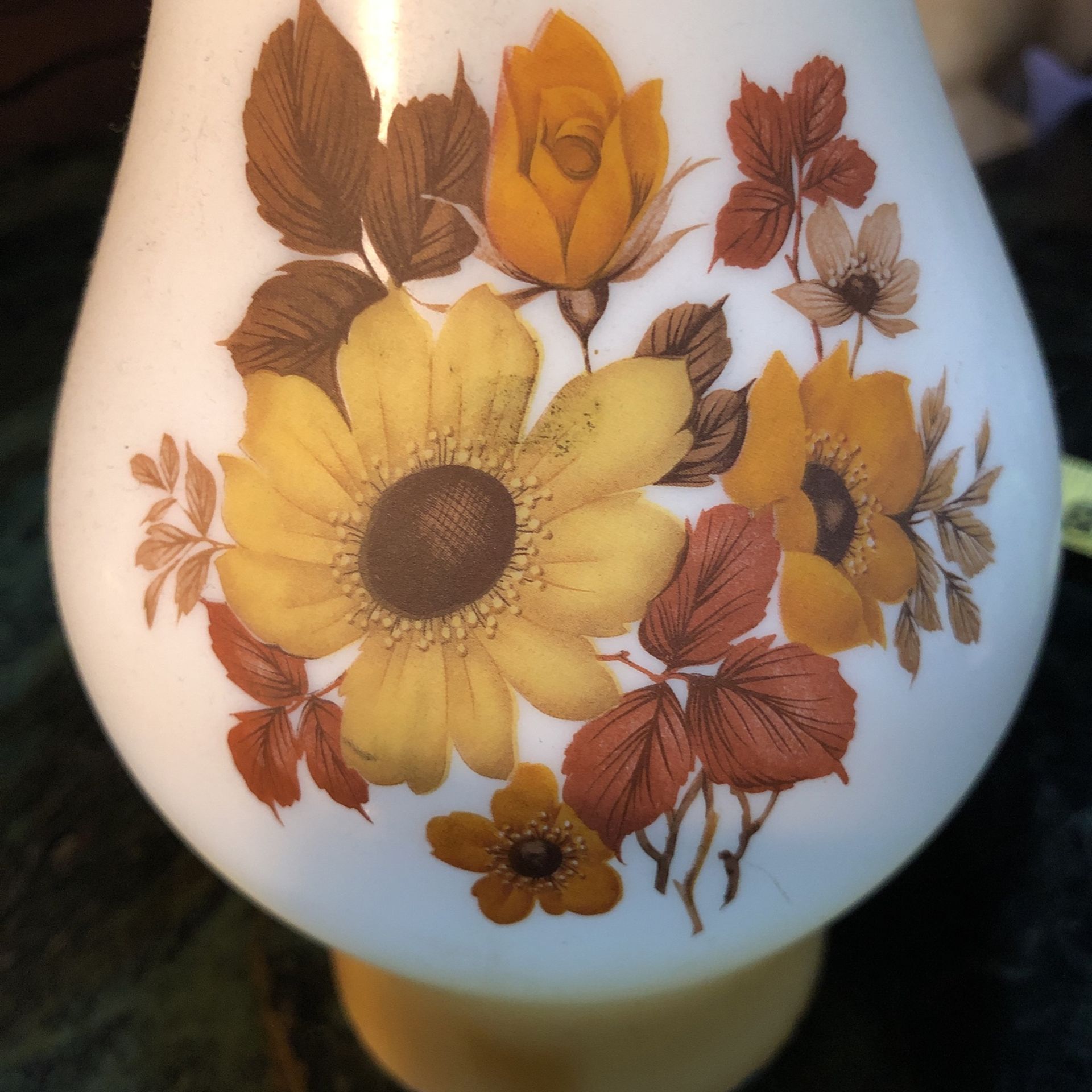 Vintage American Oil Lamp Shade Milk Glass Floral 9”