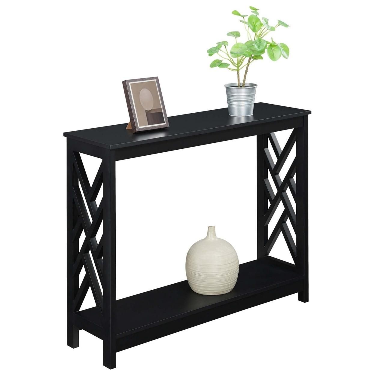 Titan Console Table with Shelf, Black