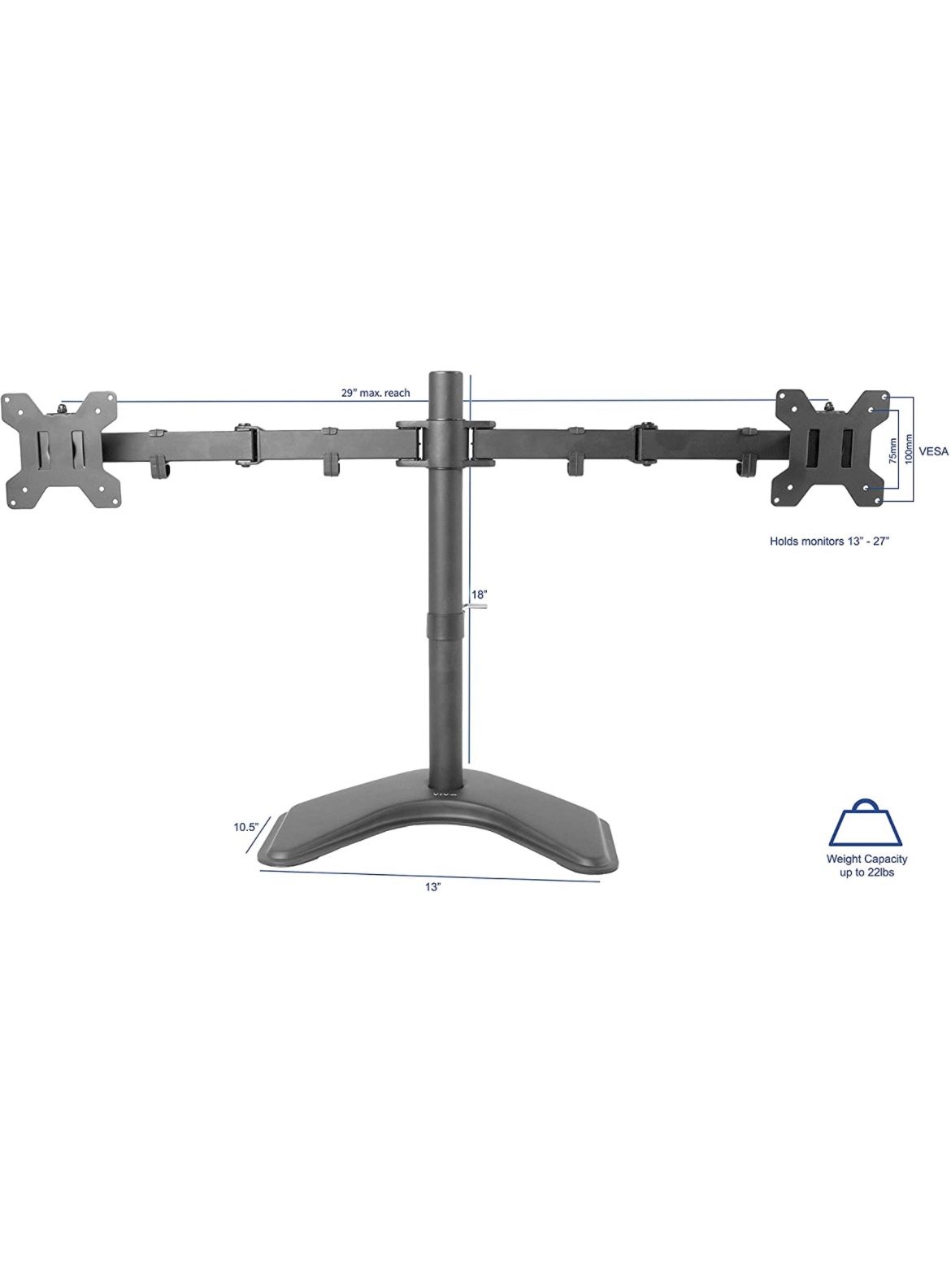 VIVO STAND VIVO STAND-V002F Dual LED LCD Monitor Free-Standing Desk Stand for 2 Screens