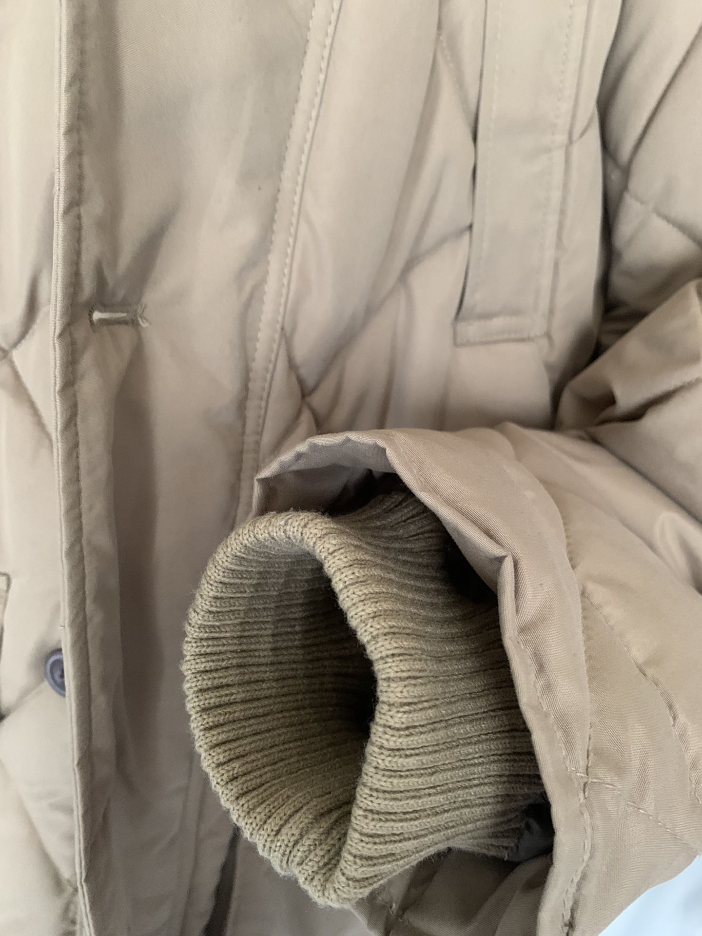 Old Navy Winter Parka Jacket Beige Faux Fur Mens Large