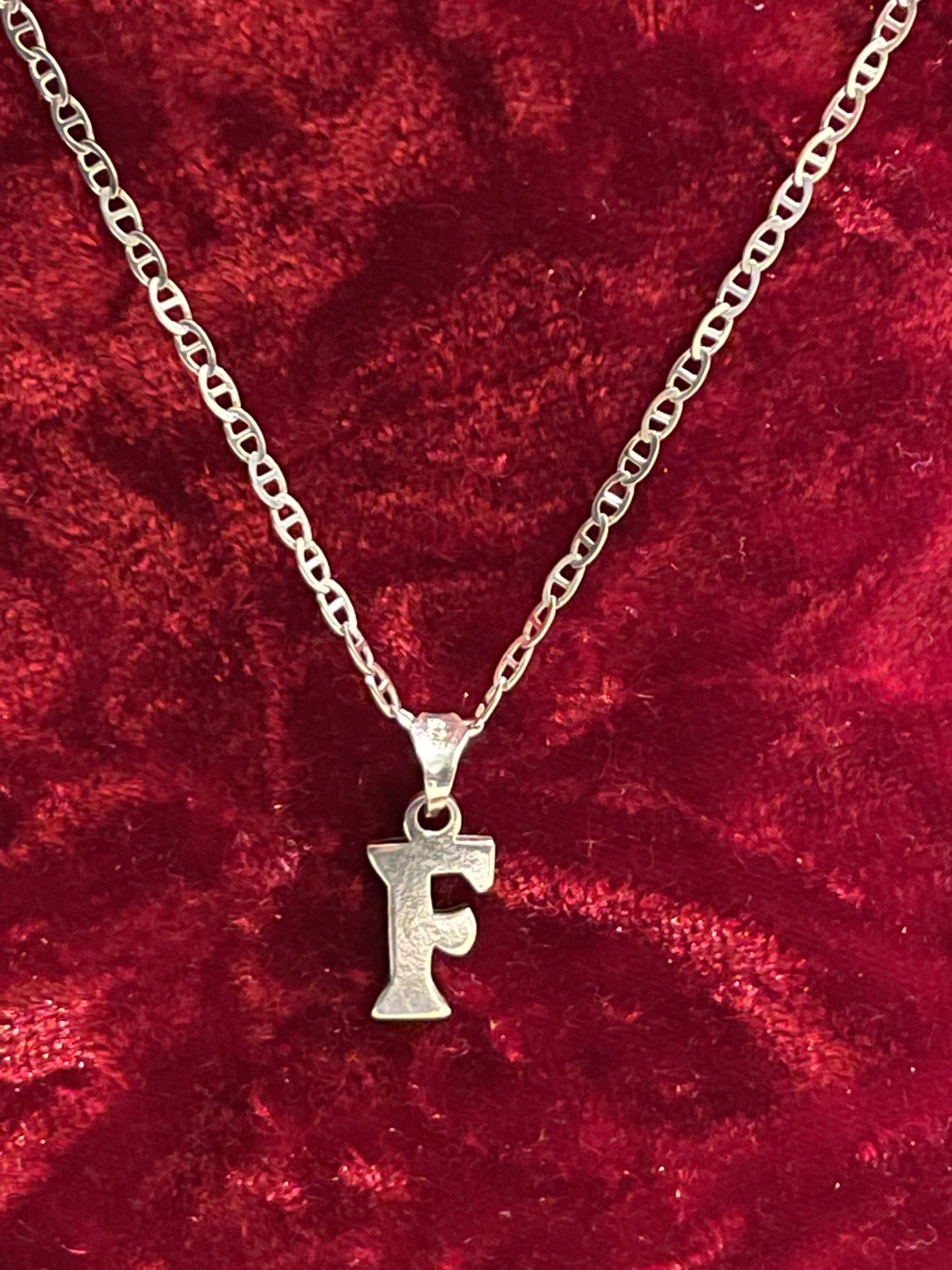 925 NEW SILVER Necklace With  F  Pendant 